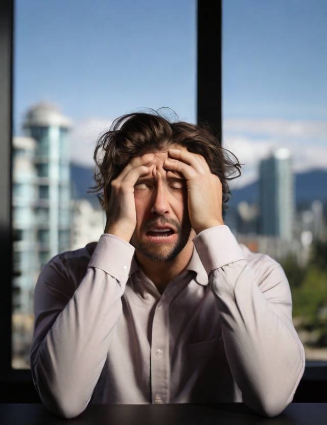 man with his hands on his face experiencing anxiety and stress