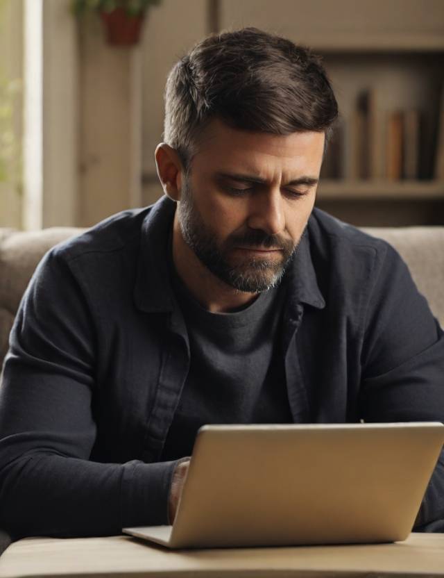 a man on his computer receiving online therapy